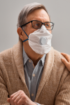 senior man wearing face mask 