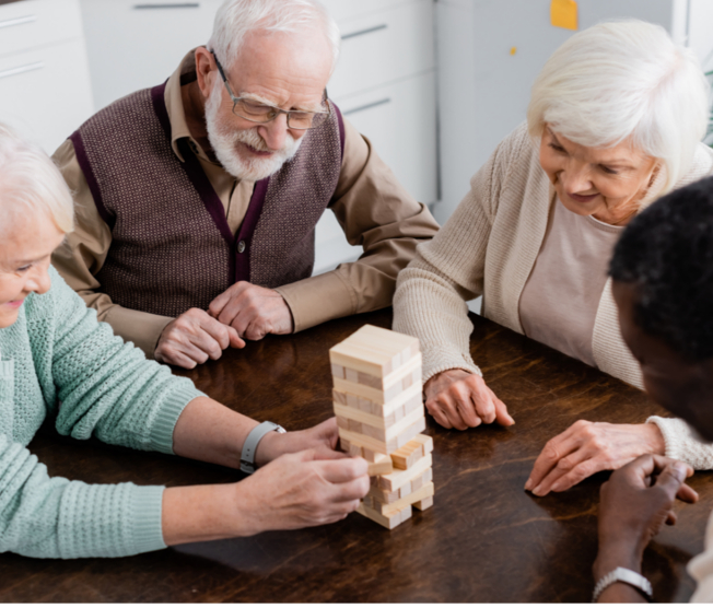 retired couple playing game