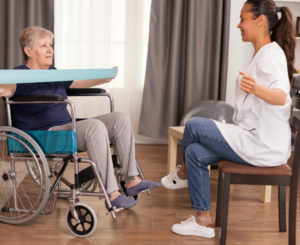 physical rehab with senior woman