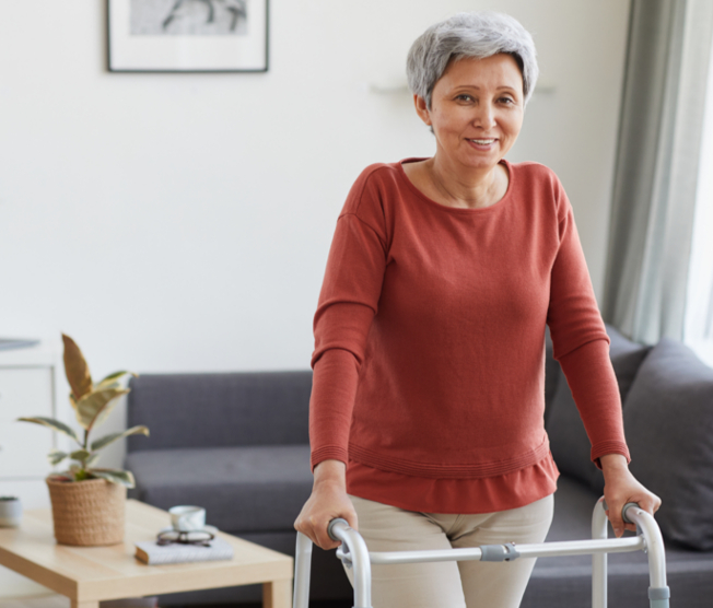 older woman using a walker