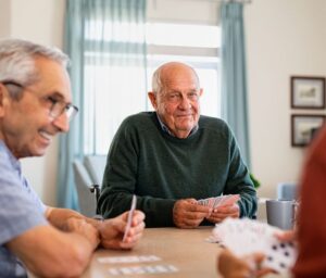 playing cards at senior center